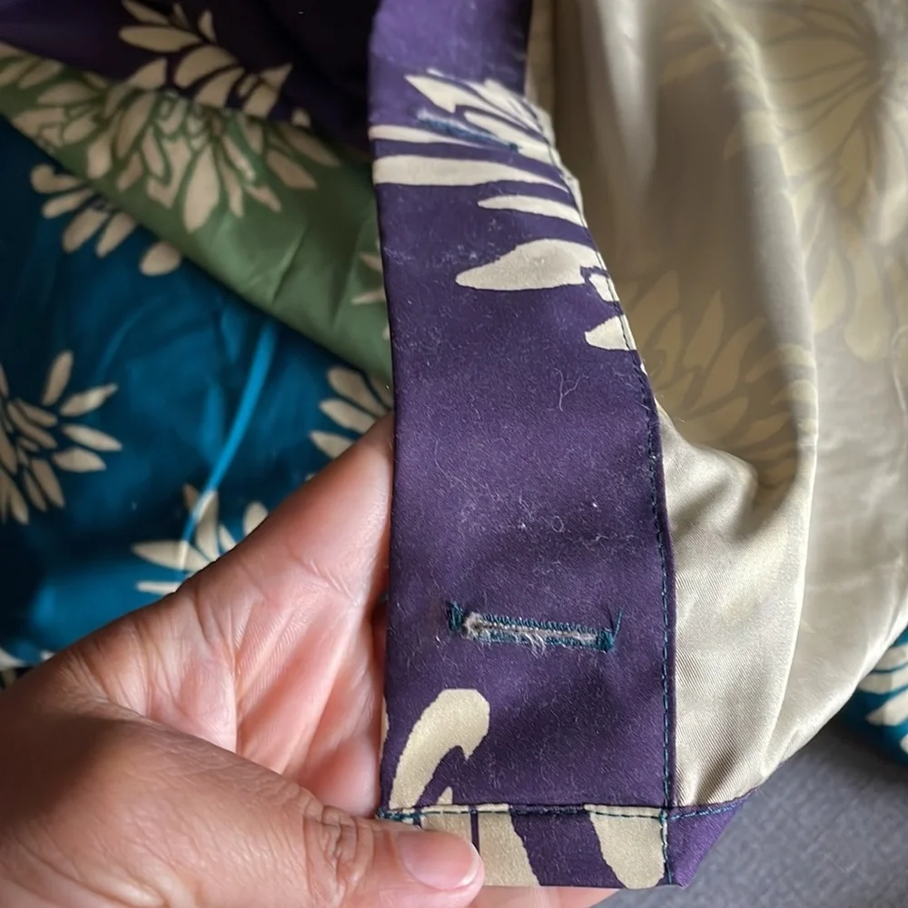Náutica Key Largo 72x72 Fabric Purple Teal Tan Green Dahlia Shower Curtain